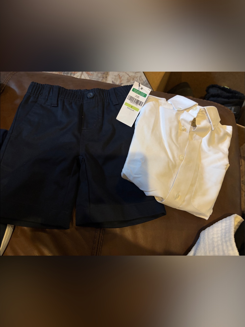 Back to School  Navy Pull-On Kids Shorts & Class Club white shirt (uniform)